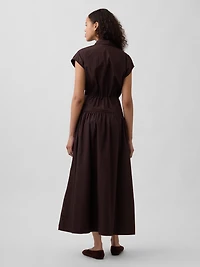 Poplin Drop-Waist Maxi Shirtdress