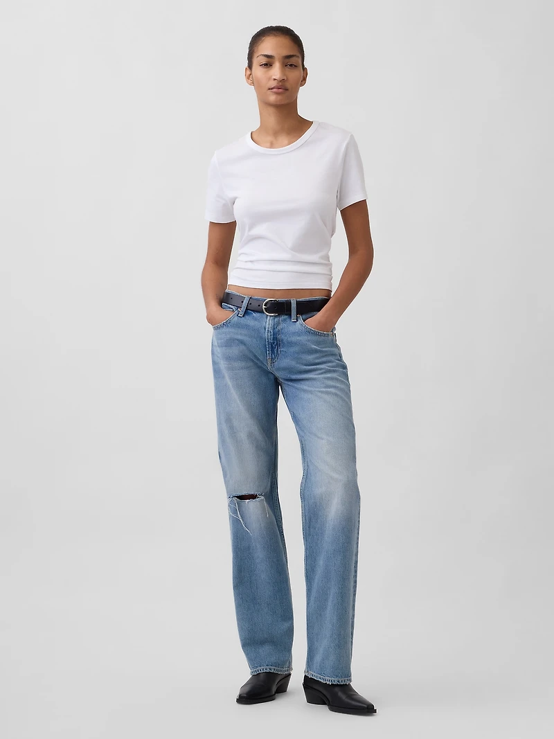 Mid Rise Rigid Relaxed Straight Jeans