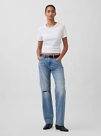 Mid Rise Rigid Relaxed Straight Jeans