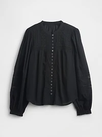 Lace-Trim Pintuck Top