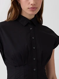Poplin Cinched Midi Shirtdress