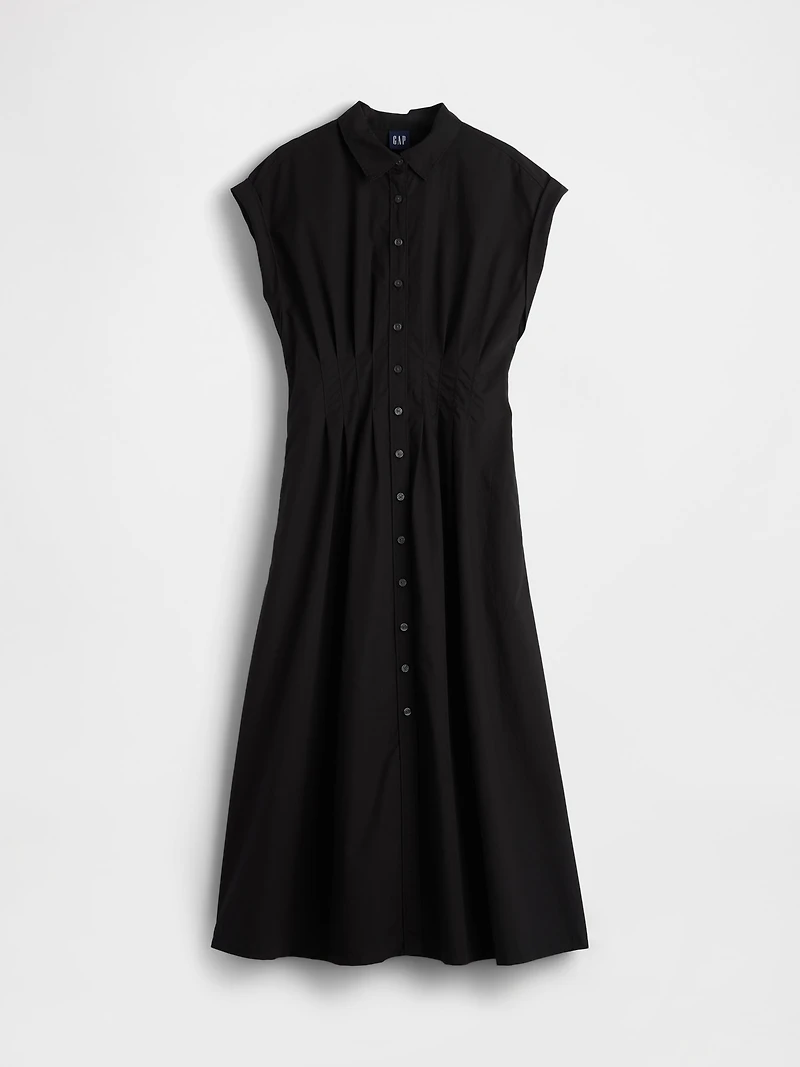 Poplin Cinched Midi Shirtdress