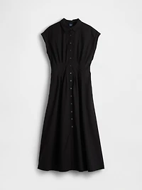 Poplin Cinched Midi Shirtdress