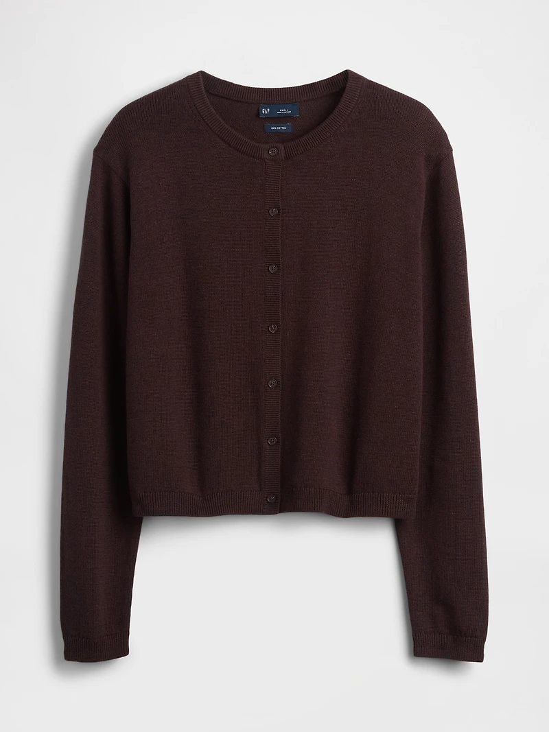 100% Cotton Relaxed Crop Cardigan Sweater