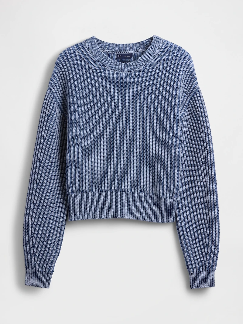 100% Cotton Barrel-Sleeve Crop Sweater