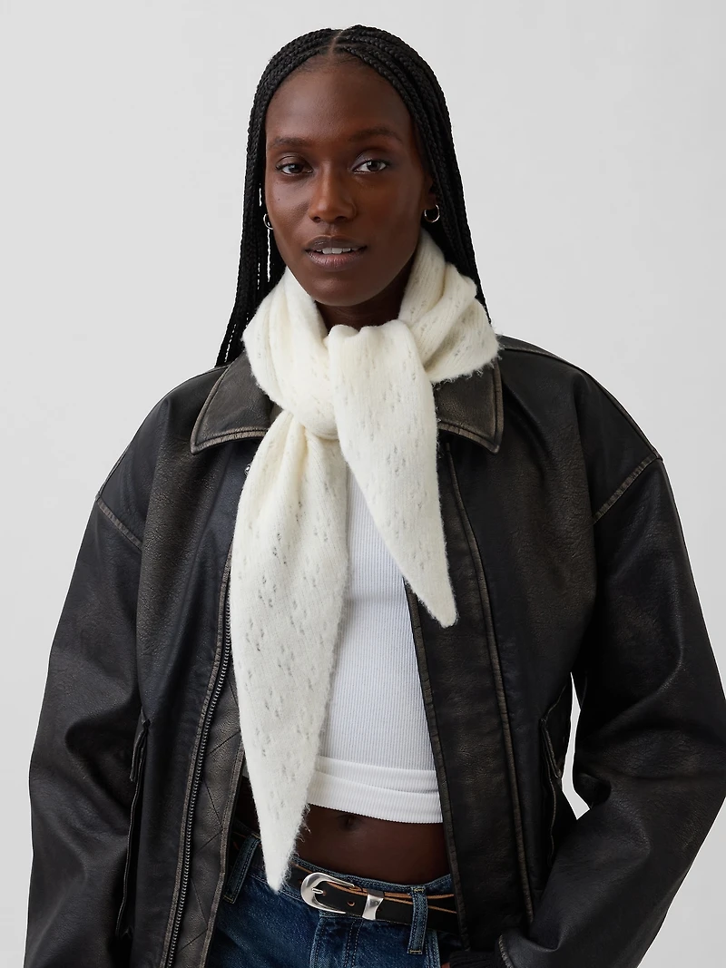 Pointelle Triangle Scarf