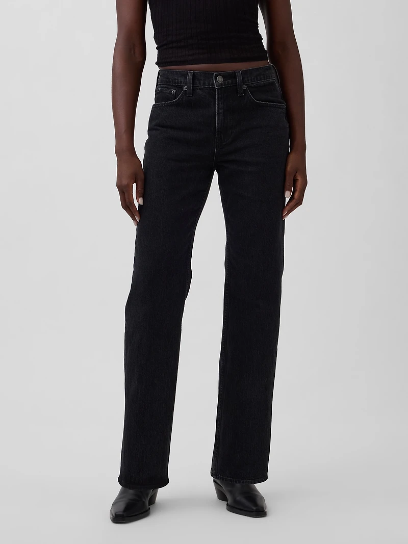 Mid Rise Relaxed Straight Jeans