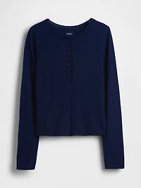 Lightweight CashSoft Pointelle Heart PJ Top