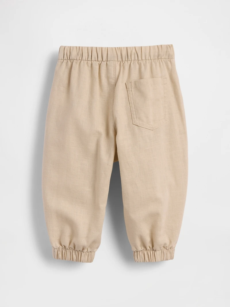 Baby Linen-Cotton Pull-On Barrel Pants