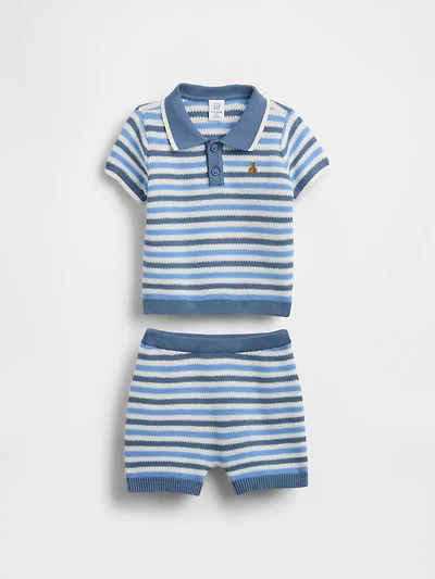 Baby Sweater Polo Shirt Outfit Set