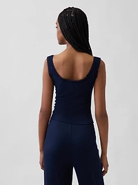 Mini Rib Lace Henley PJ Tank Top