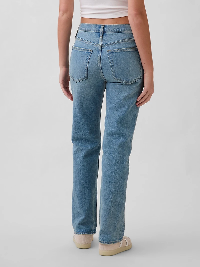 Mid Rise Relaxed Straight Jeans