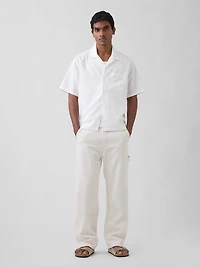 Linen-Cotton Relaxed Straight-Hem Shirt