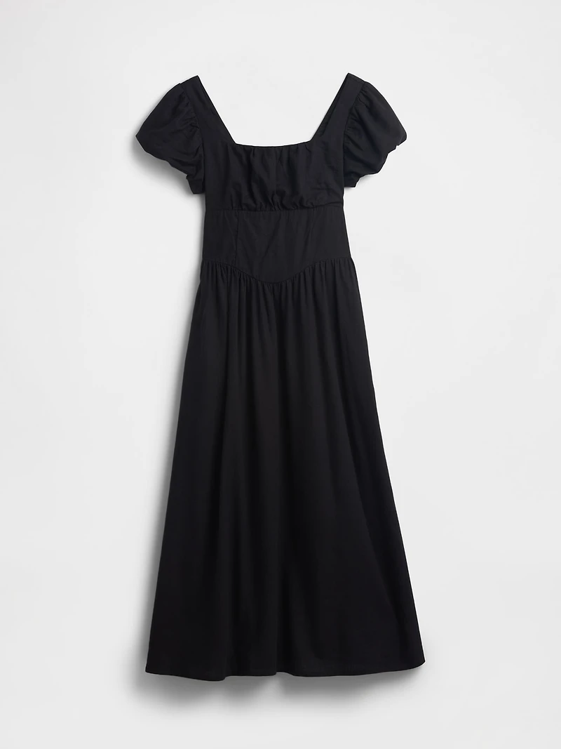 Linen-Blend Drop-Waist Maxi Dress