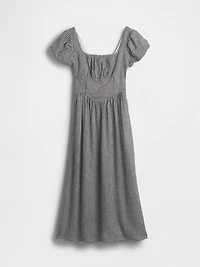 Linen-Blend Drop-Waist Maxi Dress
