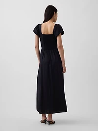 Linen-Blend Drop-Waist Maxi Dress