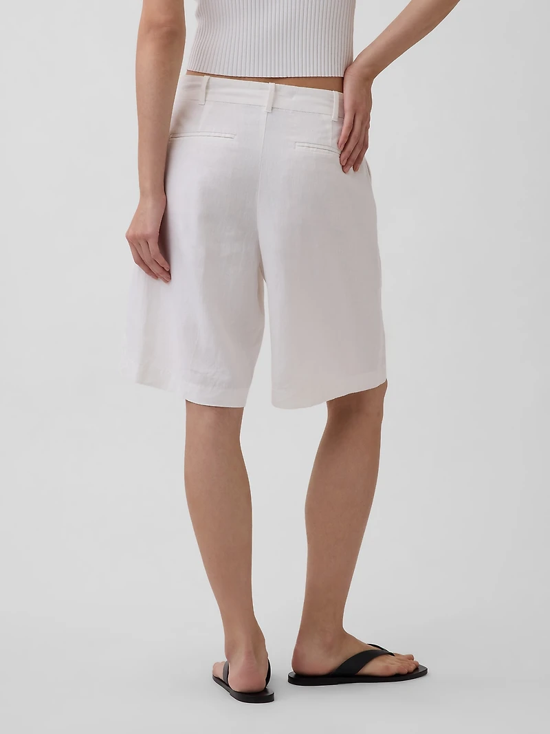 9" Low Rise Linen-Blend Trouser Shorts
