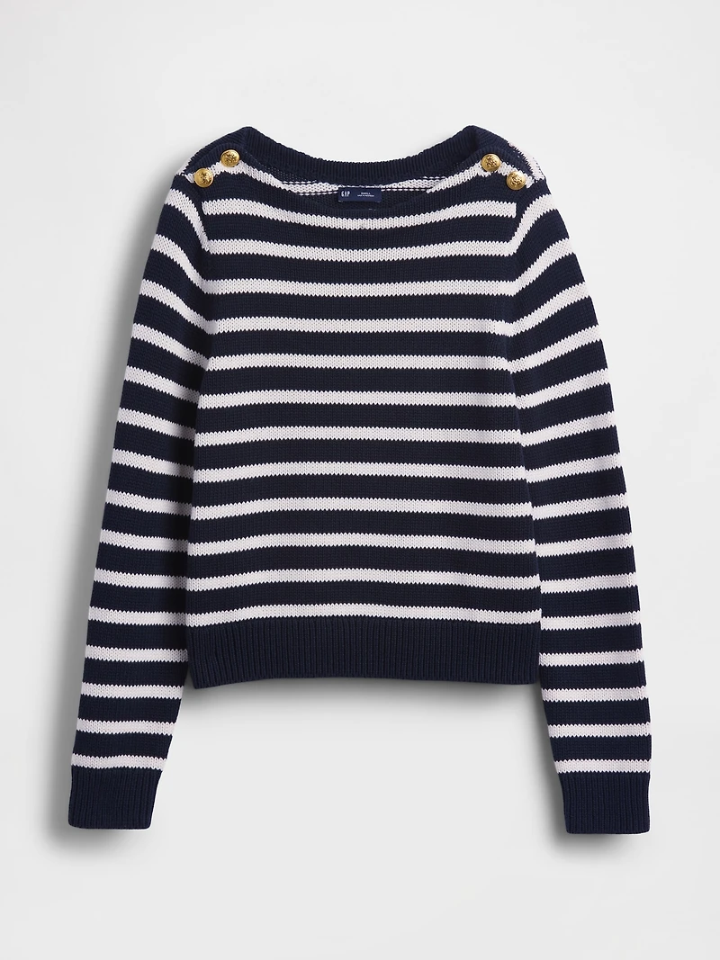 100% Cotton Relaxed Boatneck Sweater