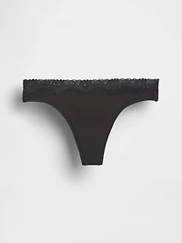 Organic Stretch Cotton Lace-Trim Thong