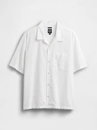 Linen-Cotton Relaxed Straight-Hem Shirt