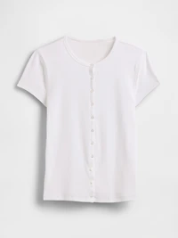 Modern Rib Button-Front Crew T-Shirt