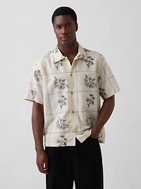 Linen-Cotton Relaxed Straight-Hem Shirt