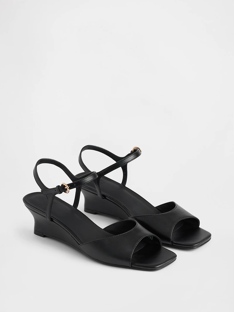 Vegan Leather Wedge Sandals