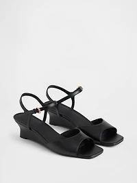 Vegan Leather Wedge Sandals