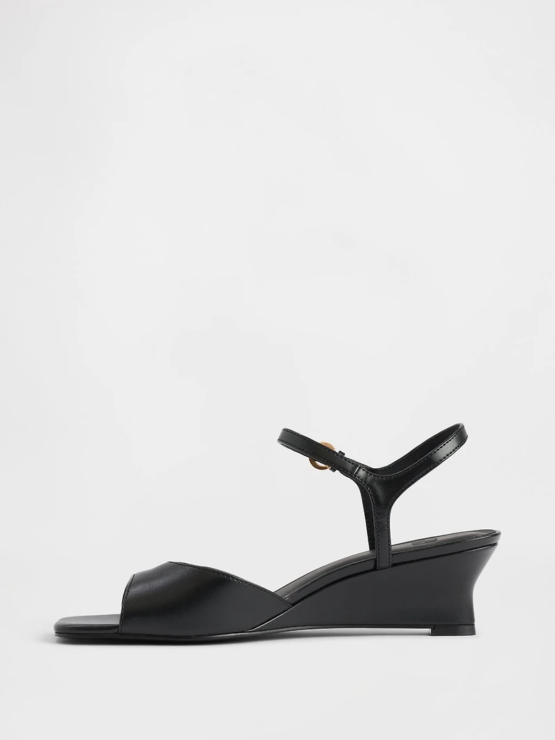 Vegan Leather Wedge Sandals