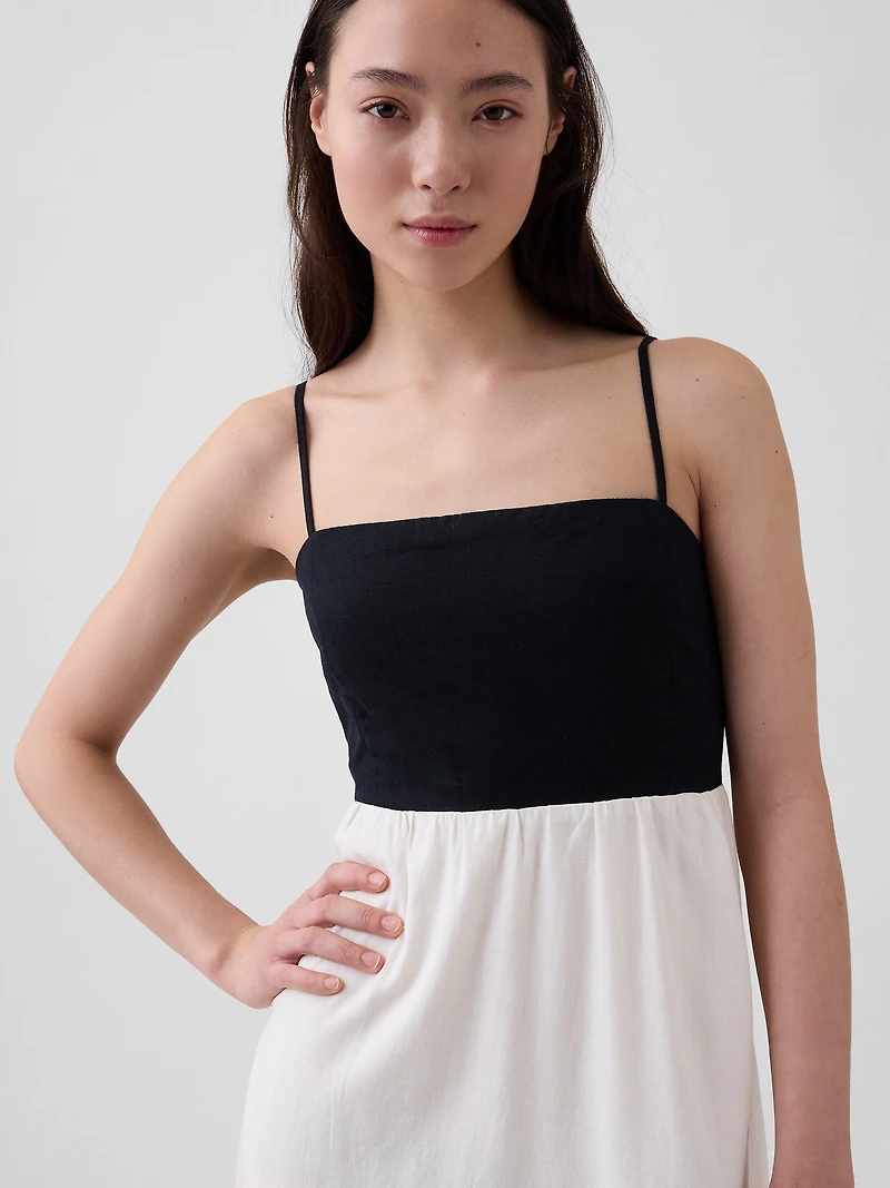 Linen-Blend Empire Waist Maxi Dress