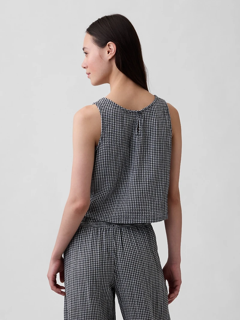 Cotton Gauze Racer Shell Tank Top