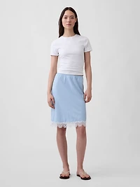 Linen-Blend Lace-Trim Skirt
