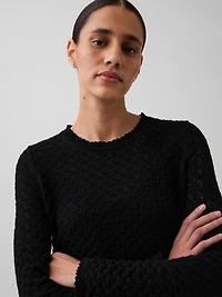 100% Cotton Pointelle Crop Sweater