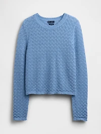 100% Cotton Pointelle Crop Sweater
