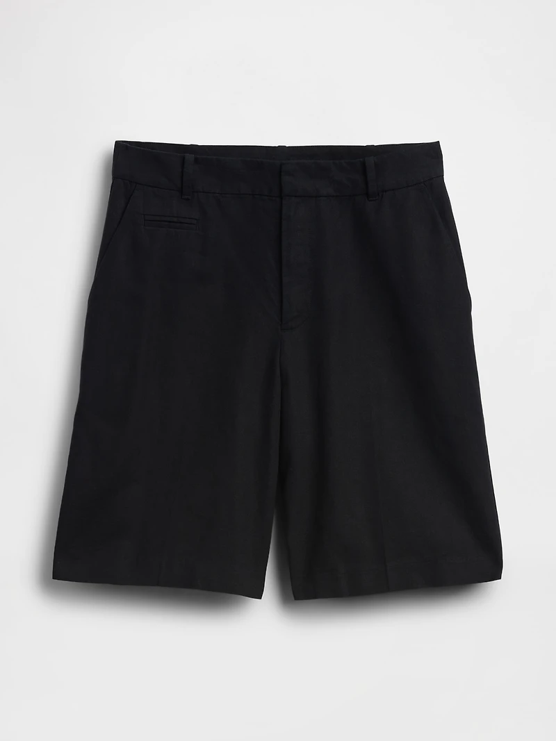 9" Low Rise Linen-Blend Trouser Shorts