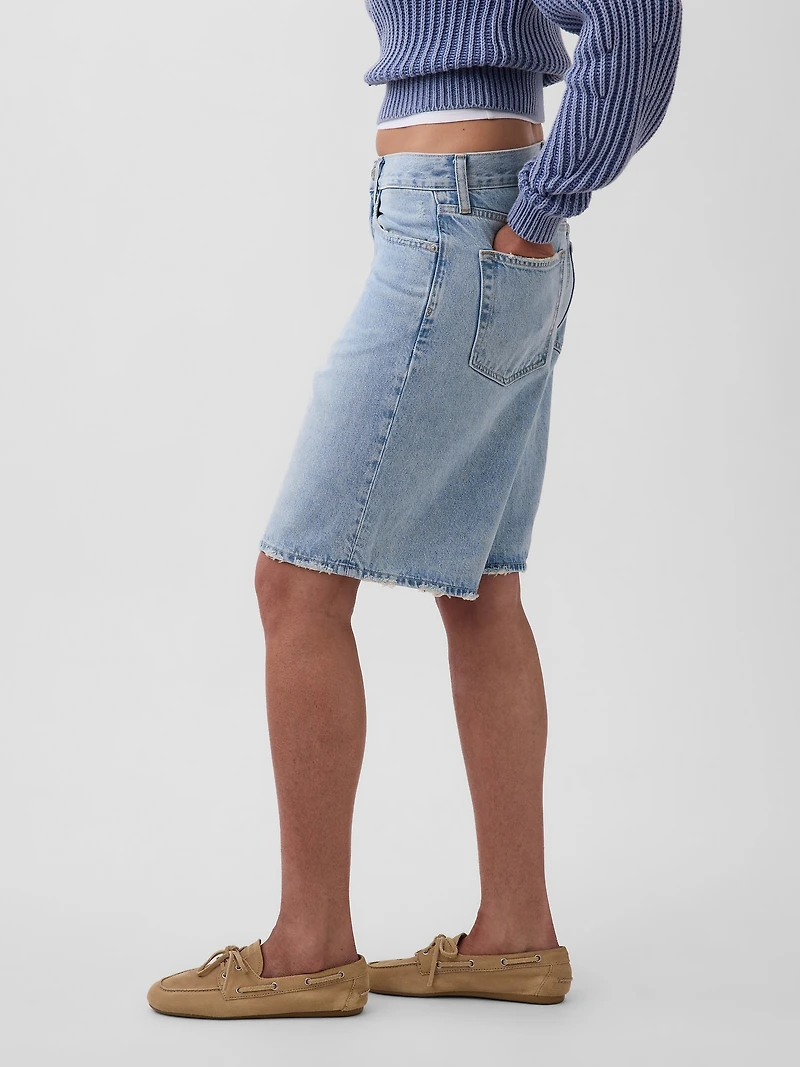 11" Mid Rise Longline Denim Shorts