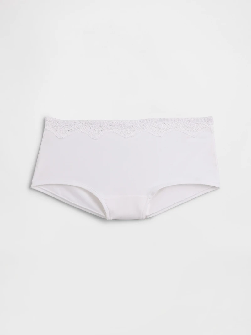 Organic Stretch Cotton Lace-Trim Shorty