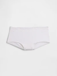 Organic Stretch Cotton Lace-Trim Shorty
