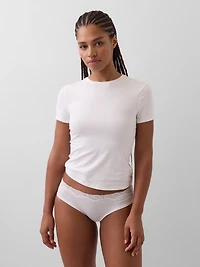 Organic Stretch Cotton Lace-Trim Hipster