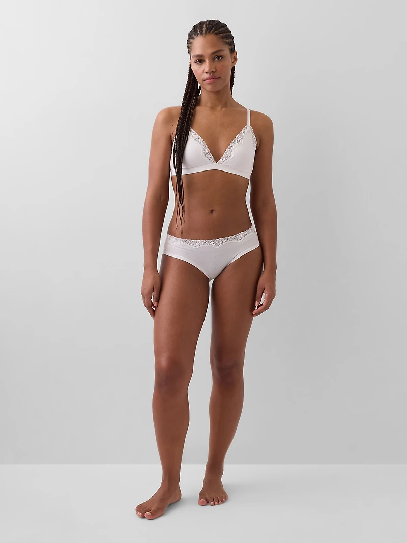 Organic Stretch Cotton Lace-Trim Hipster