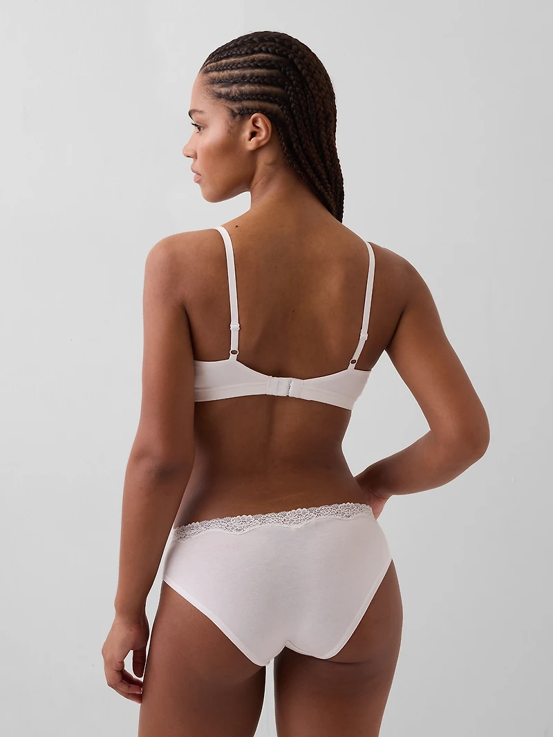 Organic Stretch Cotton Lace-Trim Triangle Bra