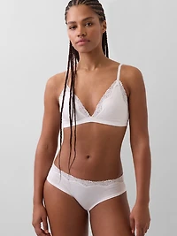 Organic Stretch Cotton Lace-Trim Triangle Bra