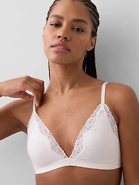 Organic Stretch Cotton Lace-Trim Triangle Bra