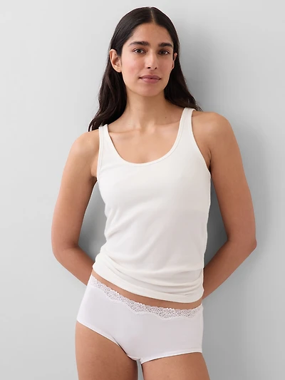Organic Stretch Cotton Lace-Trim Shorty