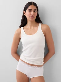 Organic Stretch Cotton Lace-Trim Shorty