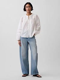 Lace-Trim Pintuck Top