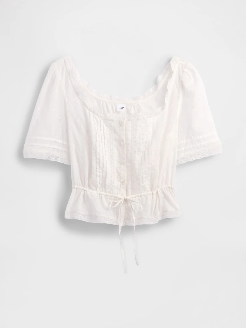 Lace-Trim Peplum Top