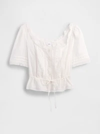 Lace-Trim Peplum Top