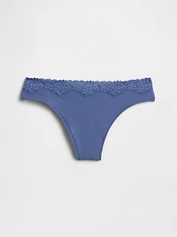 Organic Stretch Cotton Lace-Trim Thong
