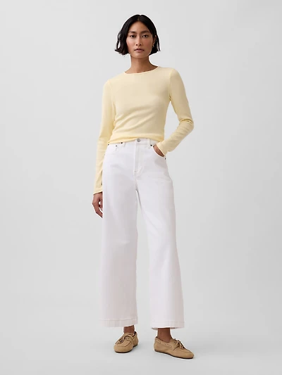 High Rise Stride Wide-Leg Ankle Jeans